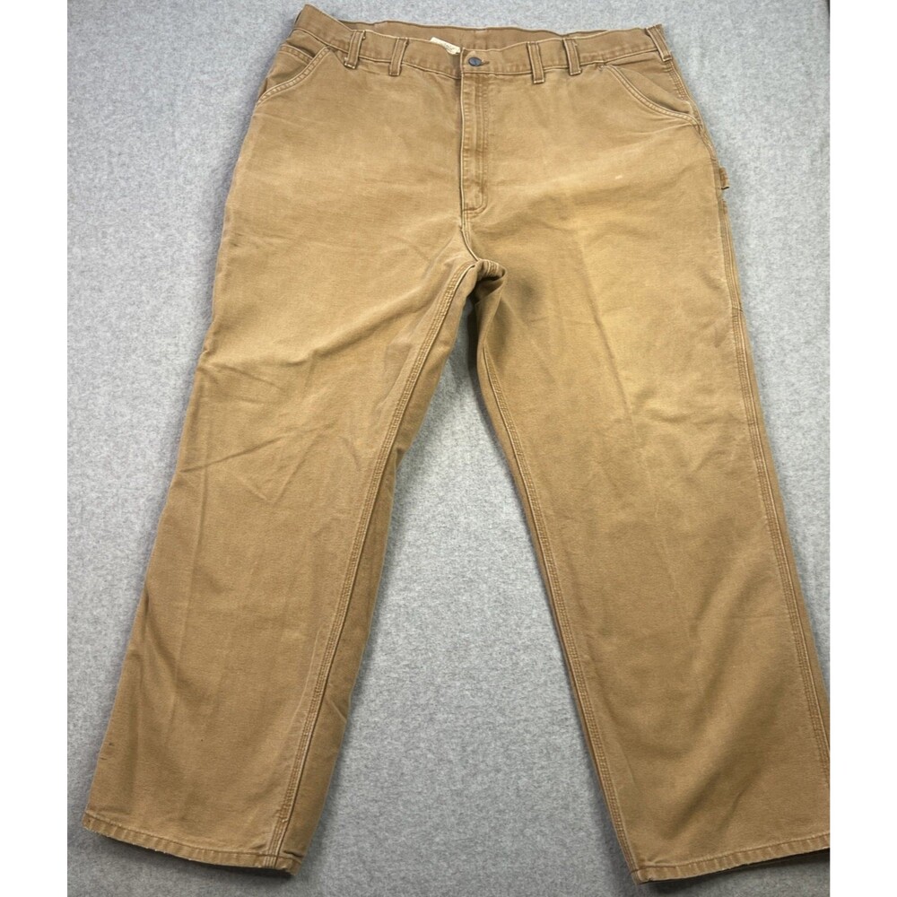 Carhartt Loose Straight Washed Duck Dungaree Pant 44x32 Brown Beige Carpenter